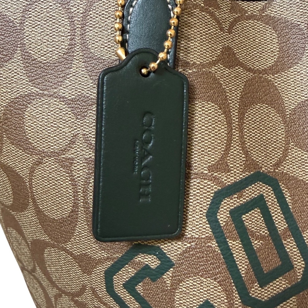 Coach City Tote Signature Canvas Brown Black Green Crest Logo Bag C3869 Designer - Picture 2 of 10